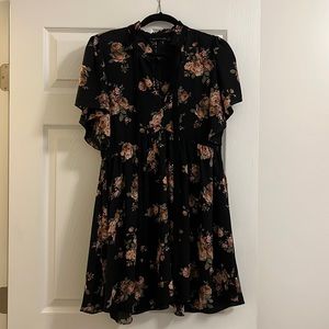 Floral black mini dress from Zara.